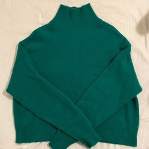 Babaton Bright Green 100% Cashmere Mock Neck Sweater